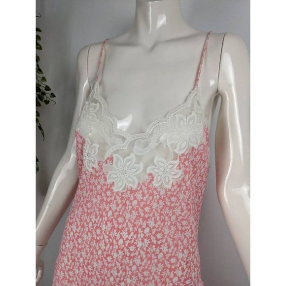 Vintage Natori Robe Pink and white low back sexy slip size m/l - Picture 2 of 9